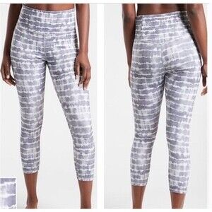 Athleta Elation Printed Leggings Tahiti Dusk Grey Tie Dye Large EUC